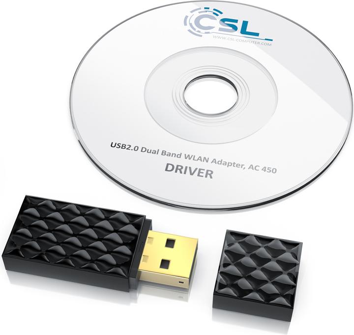 Immagine prodotto CSL Adattatore WLAN USB, AC450 WIFI Dual Band Stick, 433 MBit/s, 2,4 GHz / 5 GHz, 802.11ac, WPS (USB 2.0)
