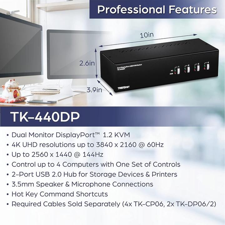 Produktbild Trendnet TK 440DP KVM-/Audio-/USB-Switch