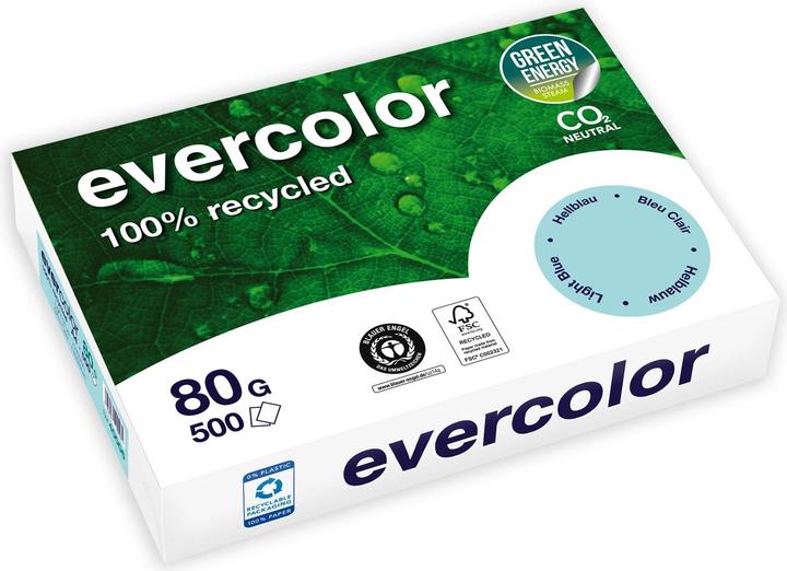 Clairefontaine Recyclingpapier Evercolor hellblau DIN A4 80 g/qm 500 Blatt (80 g/m², 500 x, A4)