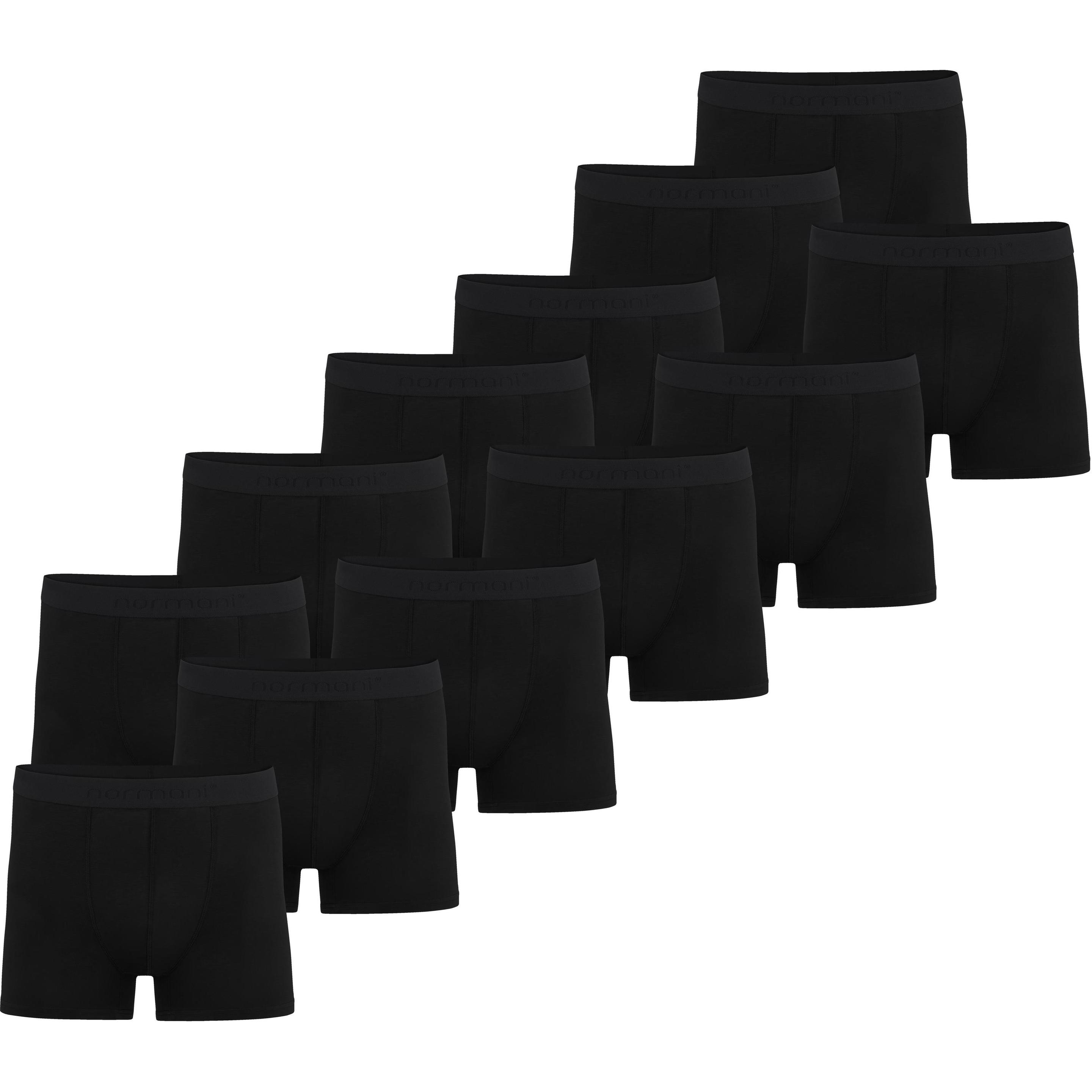 Normani, Herren, Unterhosen, 12 Herren Bambus-Boxershorts, Schwarz, (S, 12er Pack)