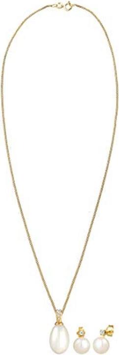 Immagine prodotto Diamore Set collana e orecchini con diamanti e perla (585 oro giallo)