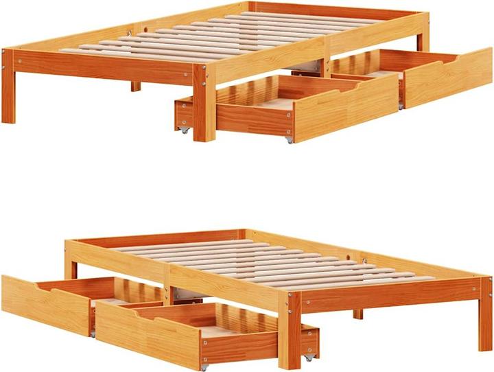 Produktbild VidaXL Bett mit Schubladen Kiefer (120 x 200 cm)