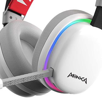 Actual product image Marvo MONKA ECHO headphones with microphone, white, backlit, tri-mode