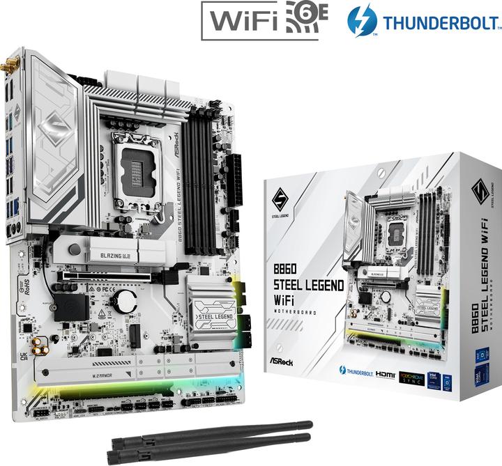 Productafbeelding AsRock B860 Steel Legend WiFi DDR5 Intel S detailhandel (LGA 1851, Intel B860, ATX)