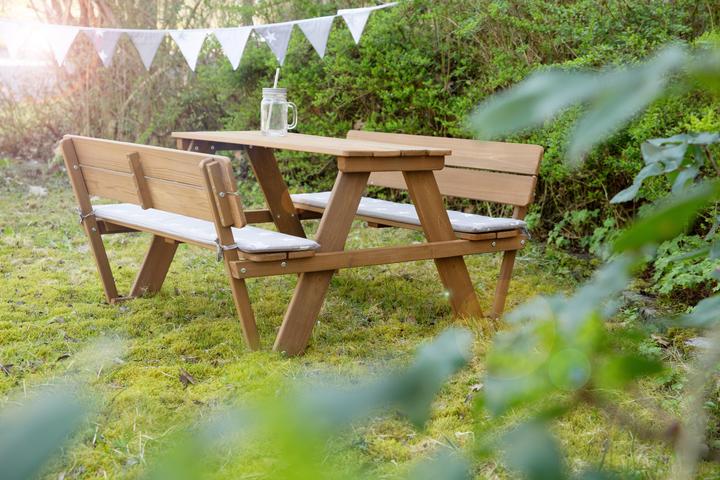 Immagine prodotto Roba Gruppo di seduta per bambini 'PICKNICK per 4' Outdoor +, in teak, con schienale e cuscino per panca