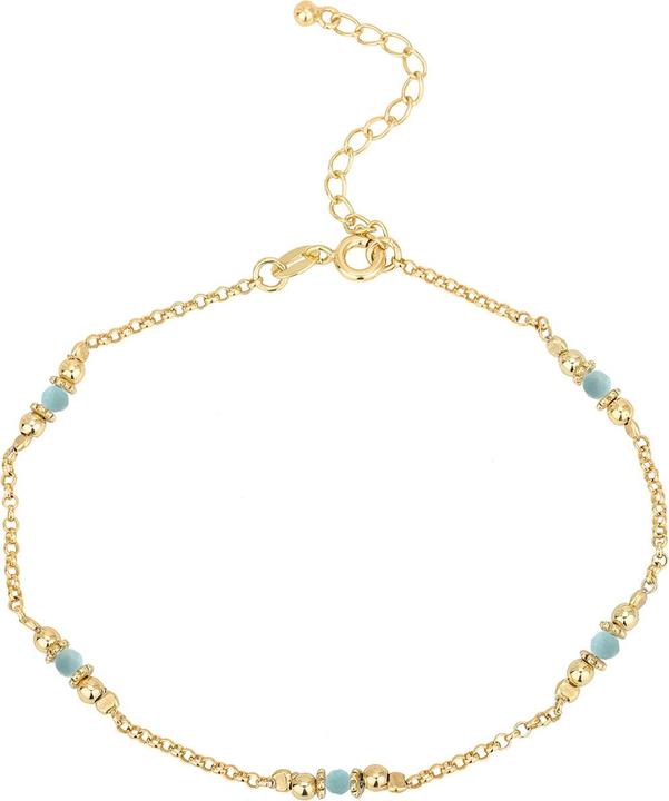 Leyda Fusskette Amazonit (Stein, Silber 925, vergoldet 750 / 18 K Gold, 26 cm)