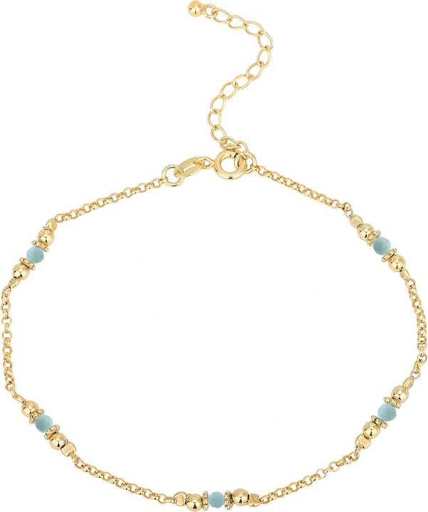 Leyda Fusskette Amazonit (Stein, Silber 925, vergoldet 750 / 18 K Gold, 26 cm)