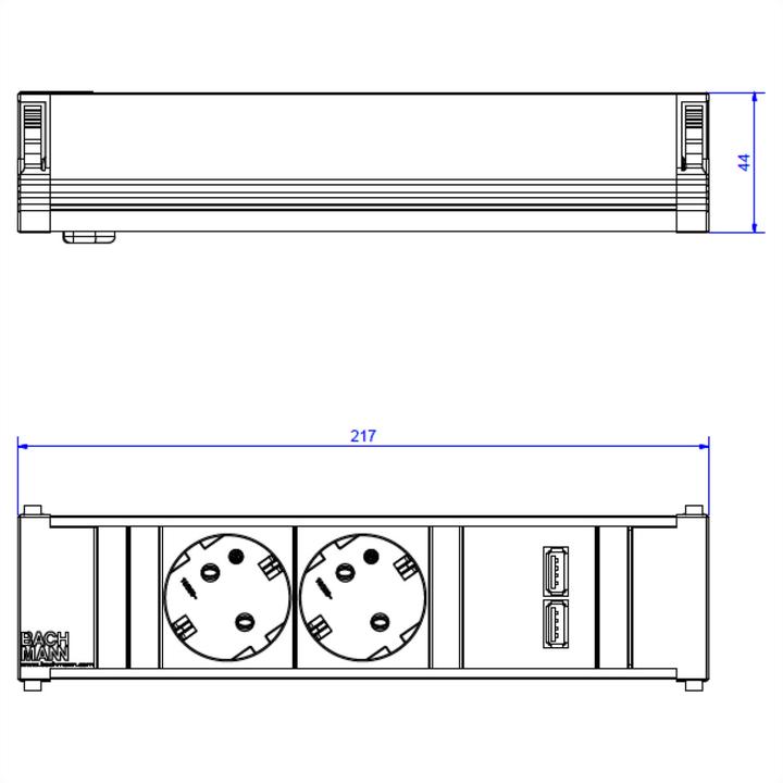Actual product image Bachmann CONI 2xSchuko 1xUSB Charger (2x, CEE 7/3)