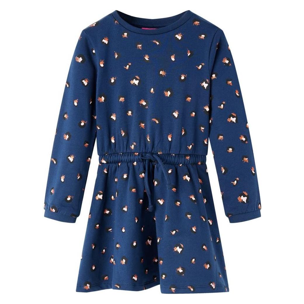 VidaXL, Mädchen, Kleider, Kinderkleid Mit Langen Ärmeln Marineblau 116, Material, 95, Blau, (116)