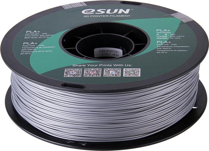Image du produit eSUN Filament PLA+ 1,75mm Silver 1kg 3D (PLA+ LECTURE, 1.75 mm, 1000 g, Argent)