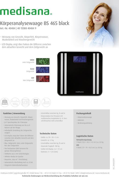 Actual product image Medisana BS 465 (180 kg)