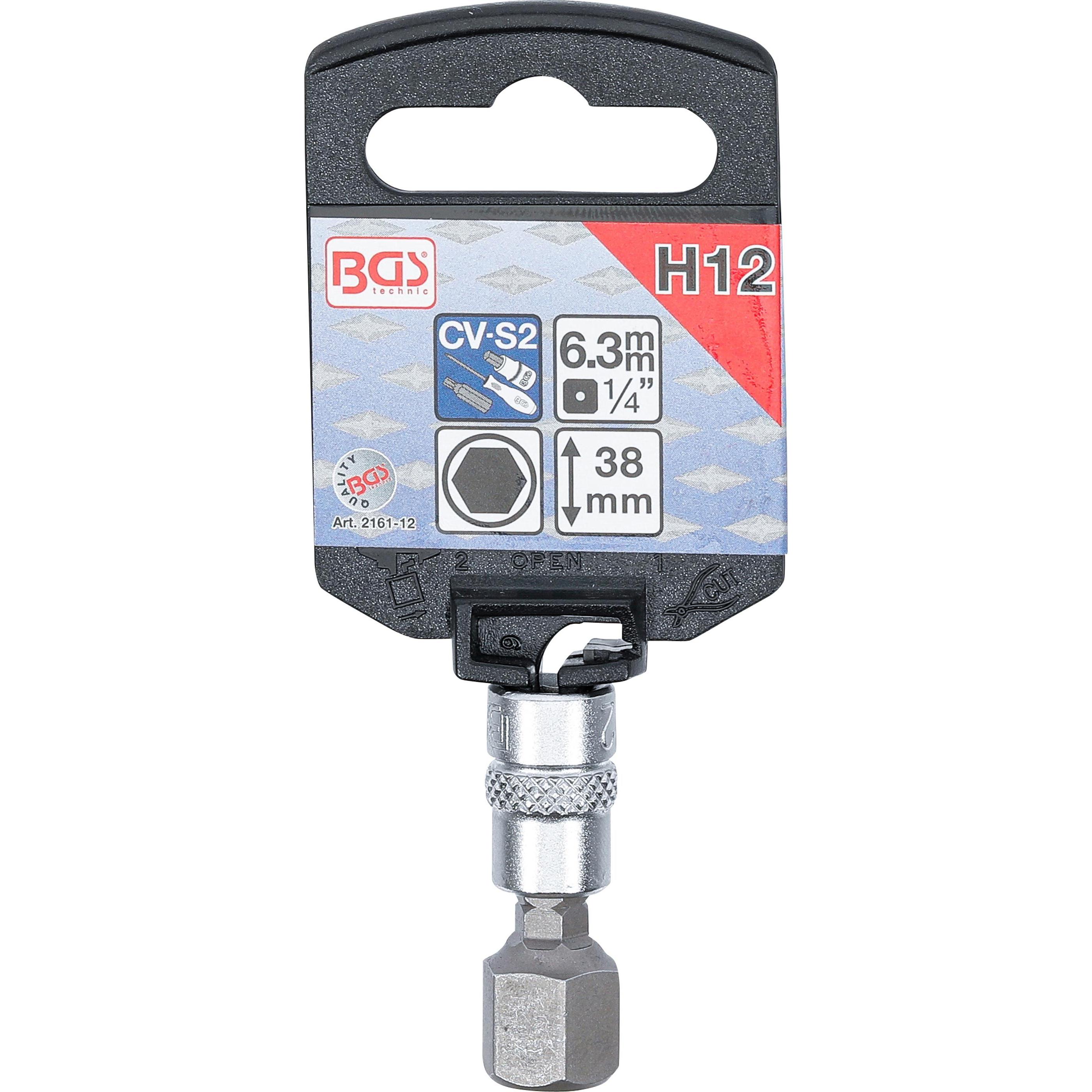 Thumbnail - BGS, Bits, Bit-Einsatz Antrieb Innenvierkant 6,3 mm (1/4") Innensechskant 12 mm (6,3 mm)