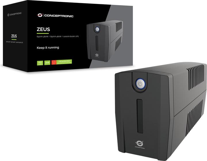 Actual product image Conceptronic ZEUS USV 650VA 360W 2xUK Socket HID,USB,RJ45 (650 VA, 360 W)