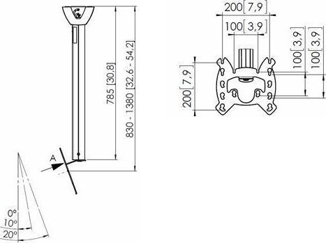 Produktbild Vogels Deckenhalterung PFC 585 Silber (Decke, 15 kg, 19" - 43")
