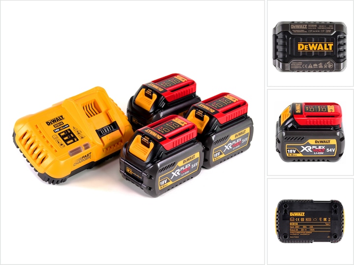 6,0 Ah, 1 caricabatterie DeWalt DCB 118, 3 batterie agli ioni di litio DeWalt 54 V