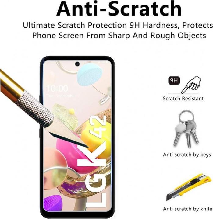 Actual product image Screenguard LG K42 bulletproof glass protective film Case Friendly Design (1 Piece, LG K42)