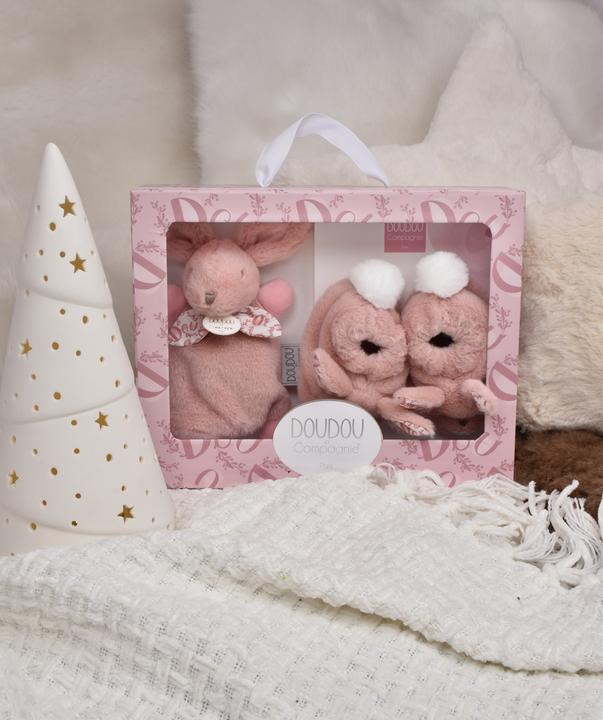 Image du produit Doudou et Compagnie Set cadeau Lapin rose, 0-6M