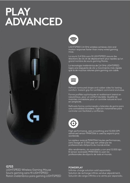 Produktbild Logitech G G703 Lightspeed (Kabelgebunden, Kabellos)
