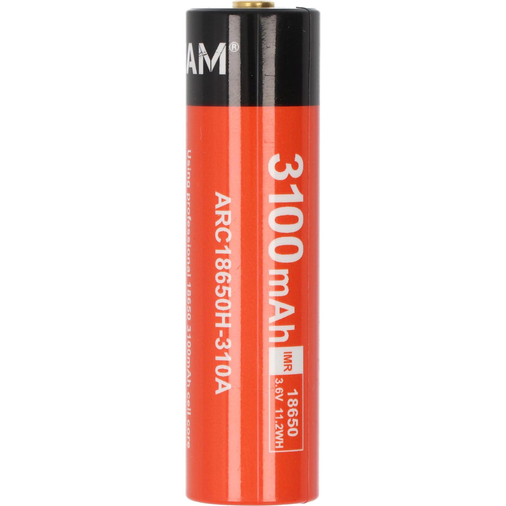 AceBeam 18650 Li-Ion Akku 3.100mAh, 25A, mit Schutzschaltung, 69,70mm x 18,40mm (1 Stk., 18650, 3100 mAh), Batterien + A...