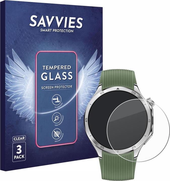 Savvies Panzerglas Displayschutz 9H Schutzglas Glas Klar Transparent (Watch 3)