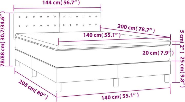 Immagine prodotto vidaXL Boxspringbett (140 x 200 cm)