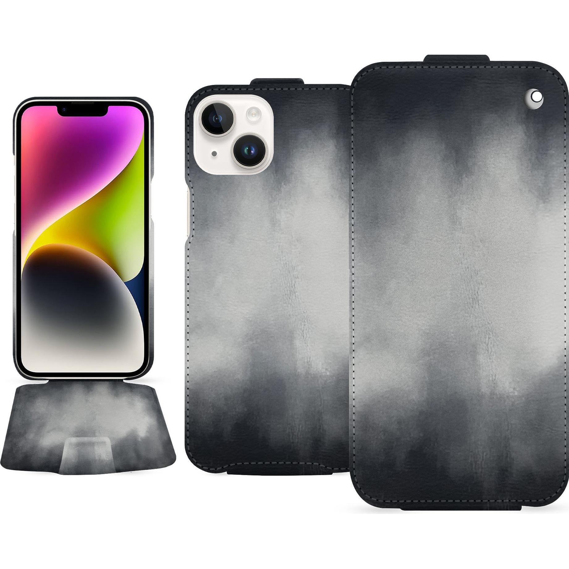 Thumbnail - Noreve Lederschutzhülle vertikal (Apple iPhone 15 Plus), Smartphone Hülle, Grau