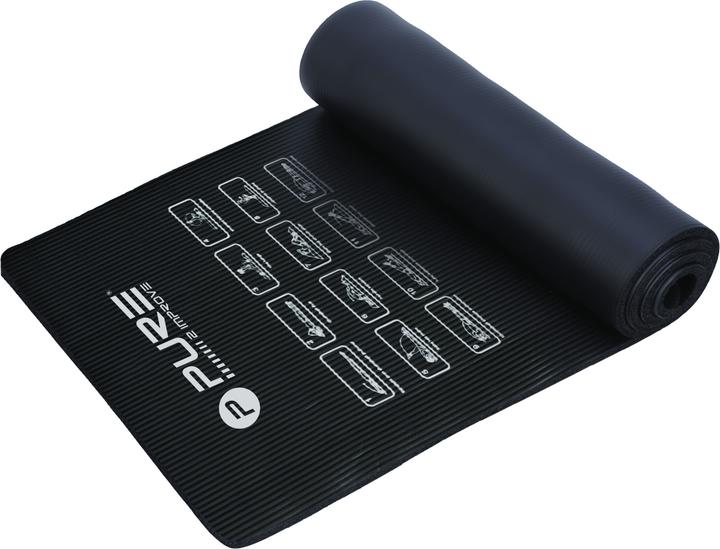 Pure2improve Tapis de fitness 1830 mm, 580 mm, 10 mm, caoutchouc mousse NBR, noir (10 mm)