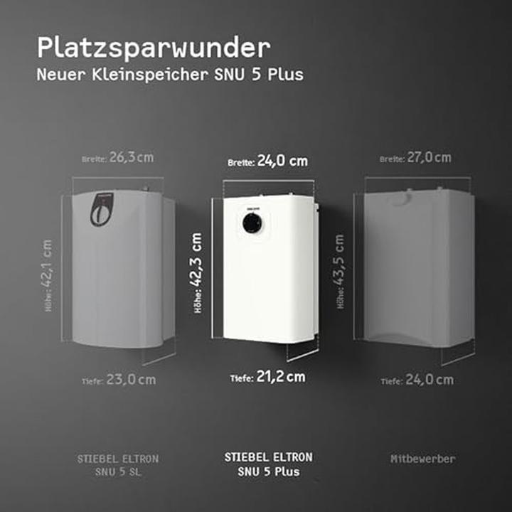 Produktbild Stiebel Eltron SNU 5 Plus, sehr kompakt, antitropf, thermostop, Untertischboiler 5 l Niederdruck mit Stecker, 2 kW