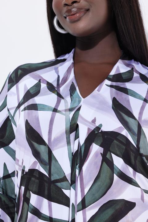 Actual product image Ulla Popken Slinkyshirt, Blätter, A-Linie, Kelchkragen, 3/4-Arm (42, 44)