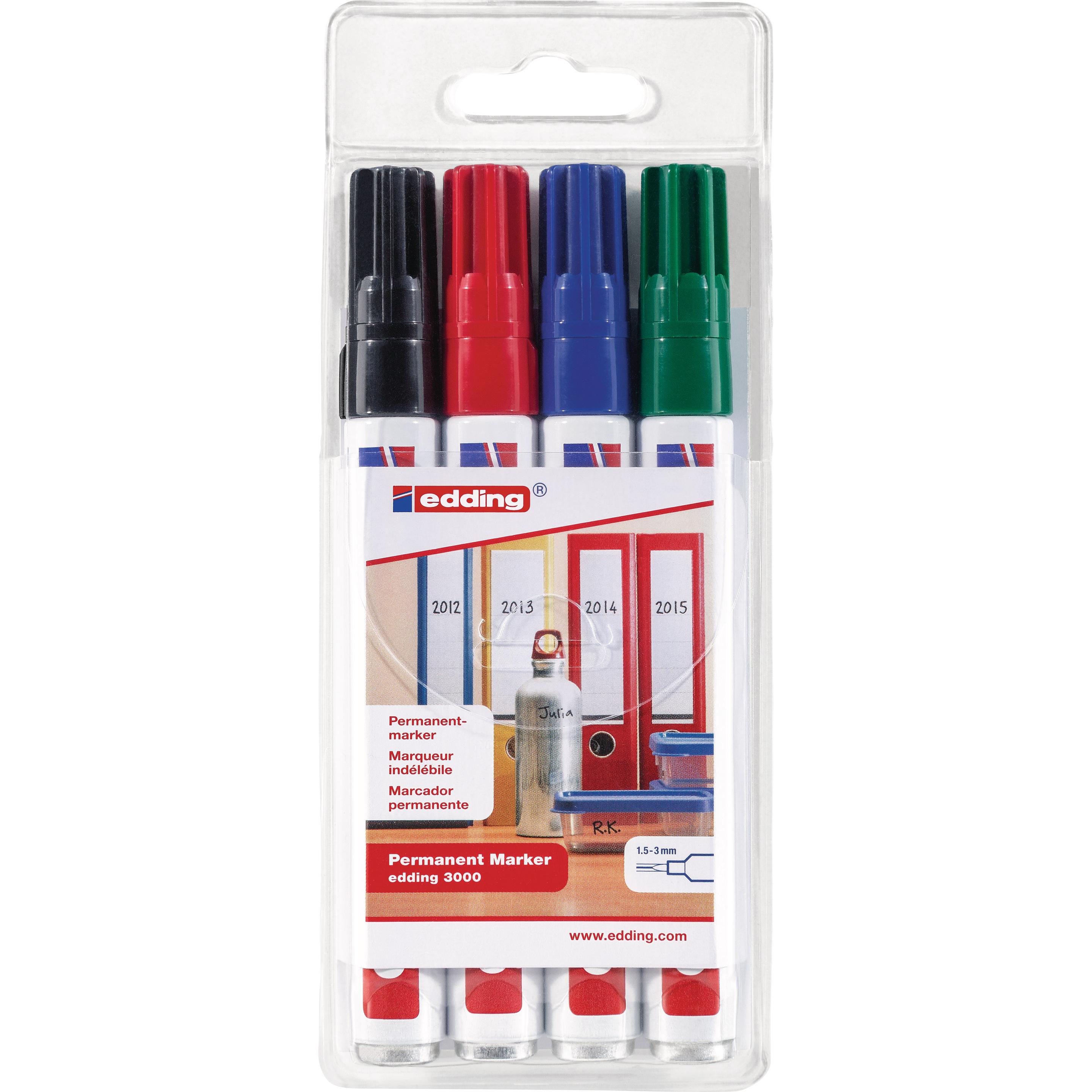 Edding, Marker, 3000 (Mehrfarbig, 3 mm, 4 x)