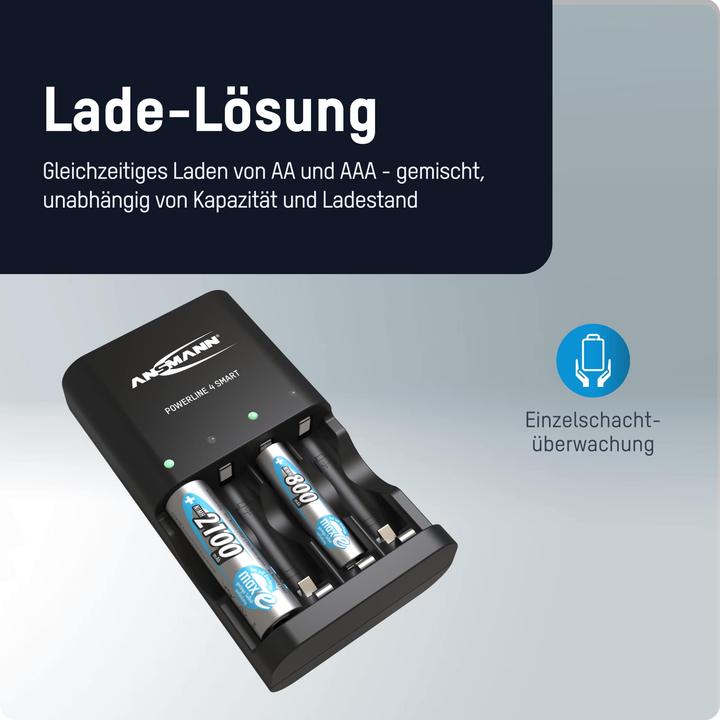 Productafbeelding Ansmann Batterijlader Powerline NiMH/NiCD Mignon AA/Micro AAA (1 Pcs., Oplaadbare batterijen + lader)