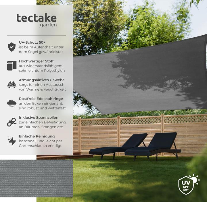 Produktbild tectake Polyethylen Sonnensegel quadratisch, Variante 2 (540 x 540 cm)