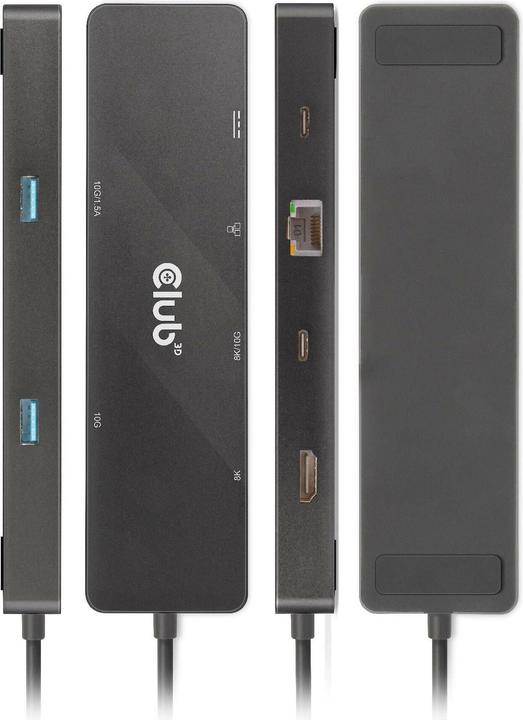 Actual product image Club 3D Club3D USB-C Dock > HDMI/USB-C(8K)/2xUSB/USB-C(PD100W)/RJ45 retail (USB-C, 6 ports)