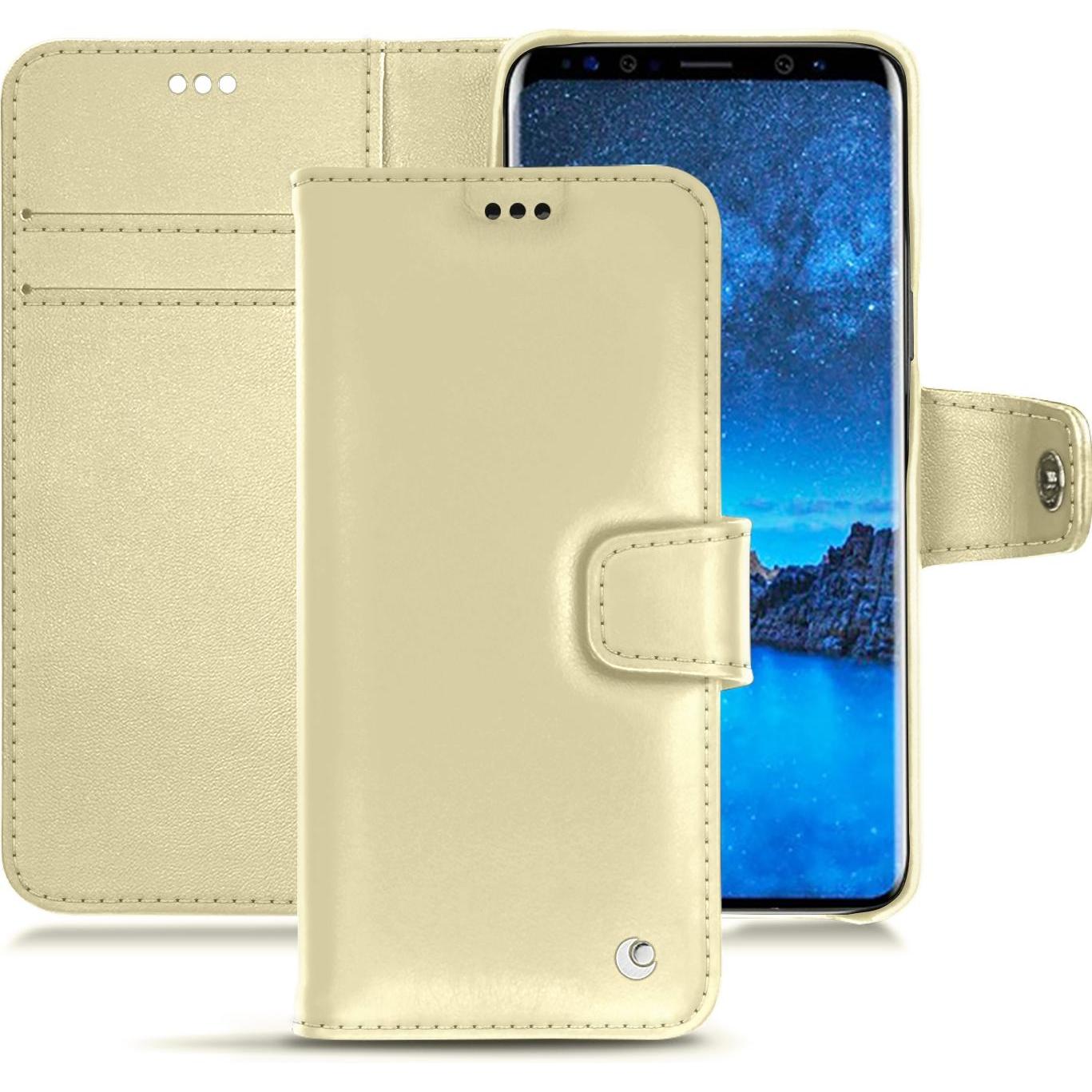 Noreve Lederschutzhülle Wallet (Samsung Galaxy S9+), Smartphone Hülle, Beige