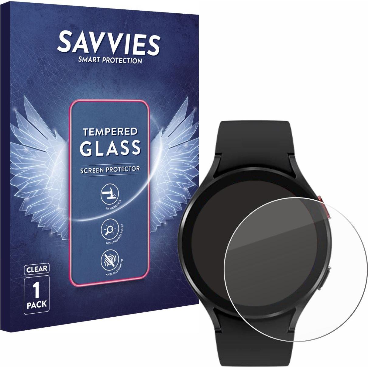 Savvies Panzerglas Hartglas Displayschutz, Smartwatch Schutzfolie, Transparent