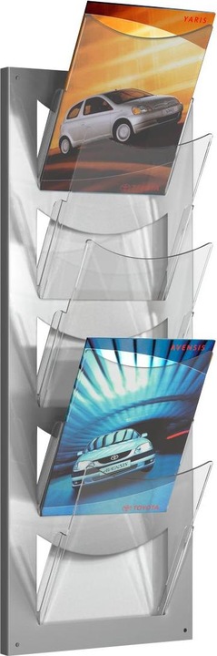 Produktbild Kerkmann Wand-Prospekthalter NovaX, DIN A4 hoch, 5 Fächer bestehend aus pulverbeschichtetem Metallrahmen mit (A4)
