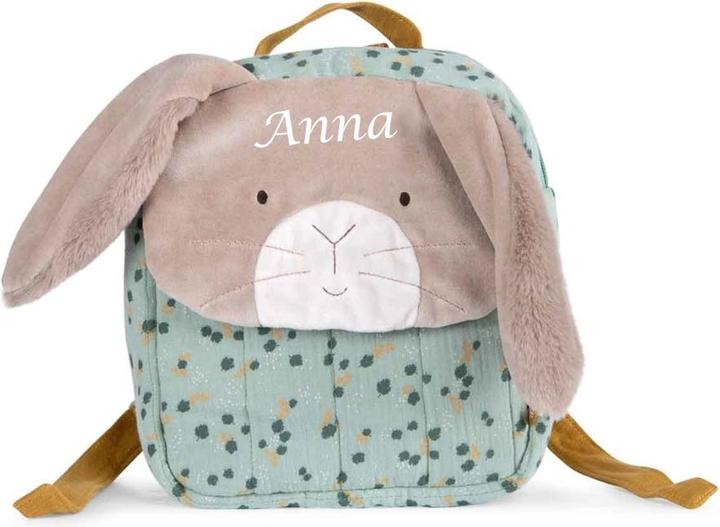 Actual product image Moulin Roty Backpack Rabbit Green Trois Petits Lapins