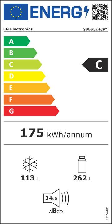Energie-Label LG GBBS524CPY (375 l)