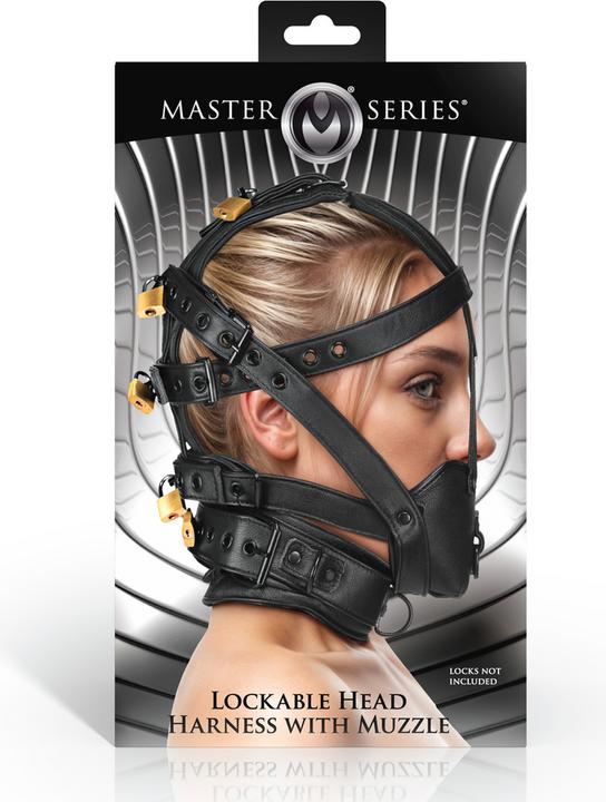 Image du produit XR Brands Lockable Head Harness with Muzzle - Black
