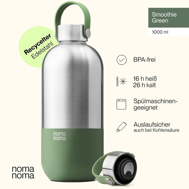 Actual product image noma noma Trinkflasche Edelstahl auslaufsicher 1000ml Smoothie Green (1 l)