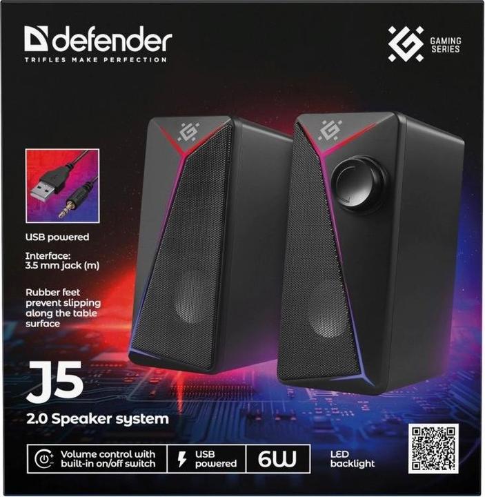 Image du produit Defender GLOSNIKI PC J5 2.0 6W LED USB CZARNE 65965