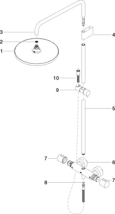 Produktbild Dornbracht Showerpipe mit Brause-Thermostat, ohne Handbrause, Ausladung Standbrause 450 mm, Kopfbrau