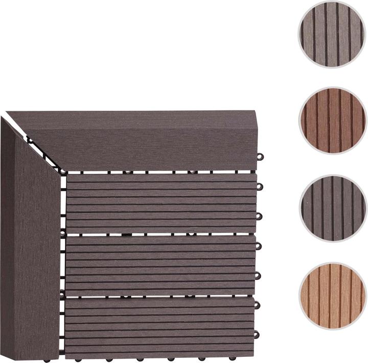 Image du produit Swisshandel24 WPC Carrelage d'angle Rhône + bordure, aspect bois terrasse, 30x30cm Premium angle droit, gris (1 x, 30 x 30 cm)