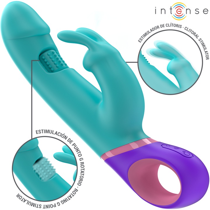 Actual product image Intense Monica Rabbit Vibrator With Rotating G-Spot Stimulator Blue