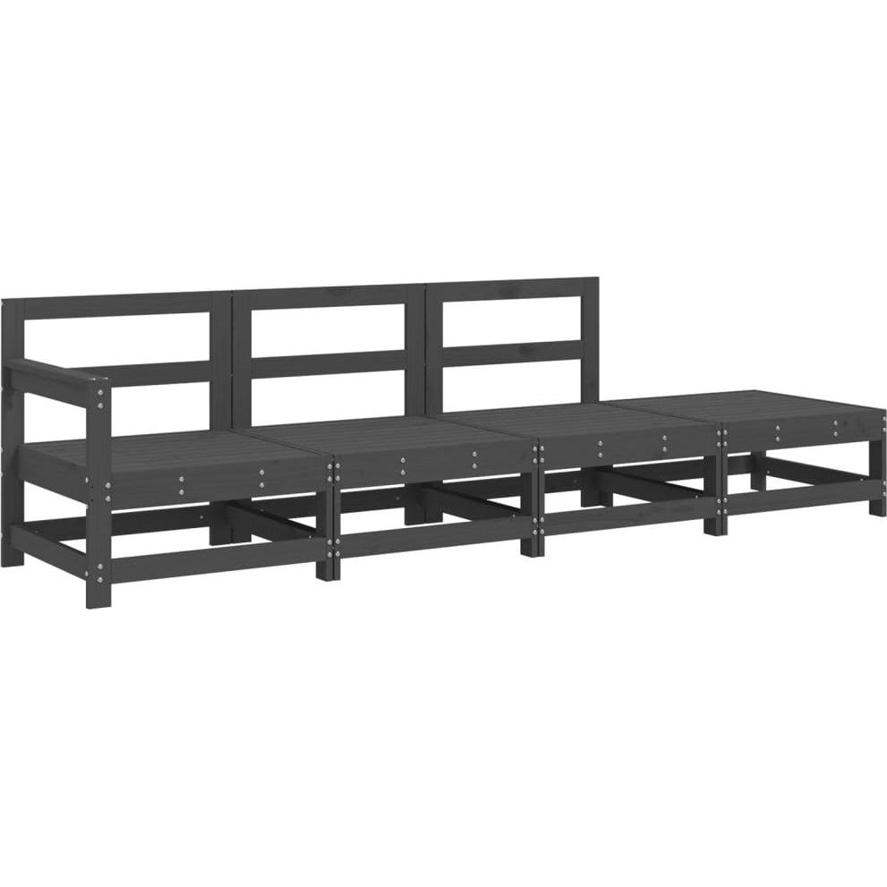 VidaXL, Gartenlounge, 4-tlg. Garten-Lounge-Set Grau Massivholz Kiefer,Farbe