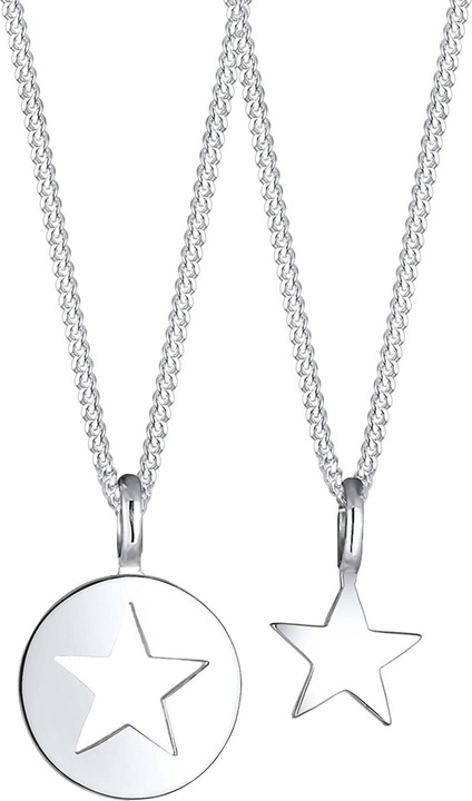 Immagine prodotto Elli Mutter Kind Set Stern-Anhänger Cut Out Design (Argento, 45 cm)