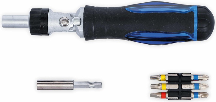 Image du produit BGS Jeu d’embouts de tournevis articulé | avec poignée rotative à fonction cliquet, réversible | 14 pièc (Hexagone externe)