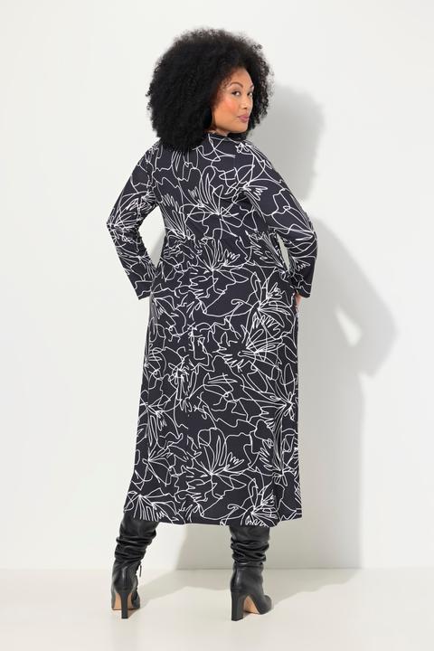 Produktbild Ulla Popken Jerseykleid, A-Linie, Carree-Ausschnitt, Langarm, Taschen (60)