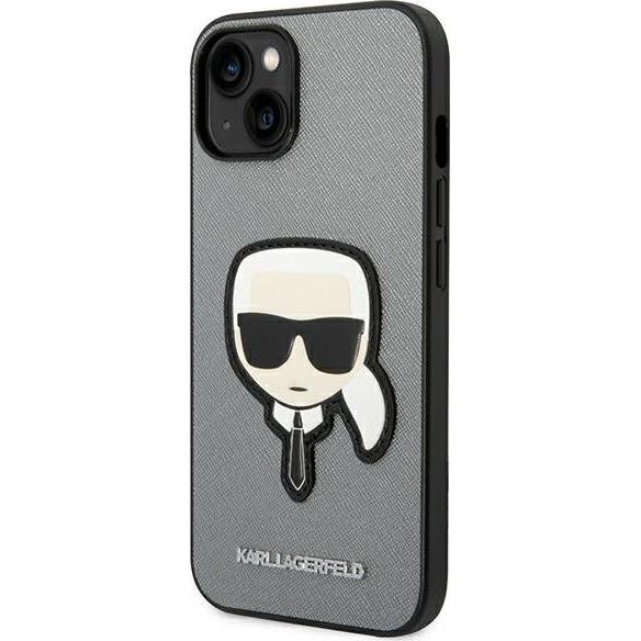Thumbnail - Karl Lagerfeld KLHCP14MSAPKHG iPhone 14 Plus 6,7" srebrny/silver hardcase Saffiano Karl's Head Patch (Apple iPhone 14 Pl...