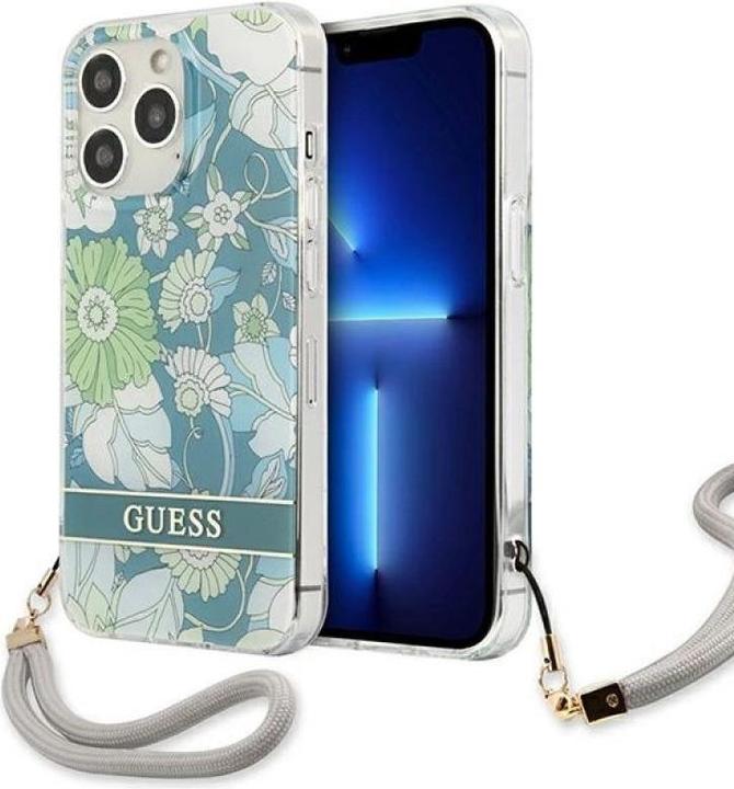 Produktbild Guess GUHCP13XHFLSN iPhone 13 Pro Max 6,7" zielony/green hardcase Flower Strap (Apple iPhone 13 Pro Max)